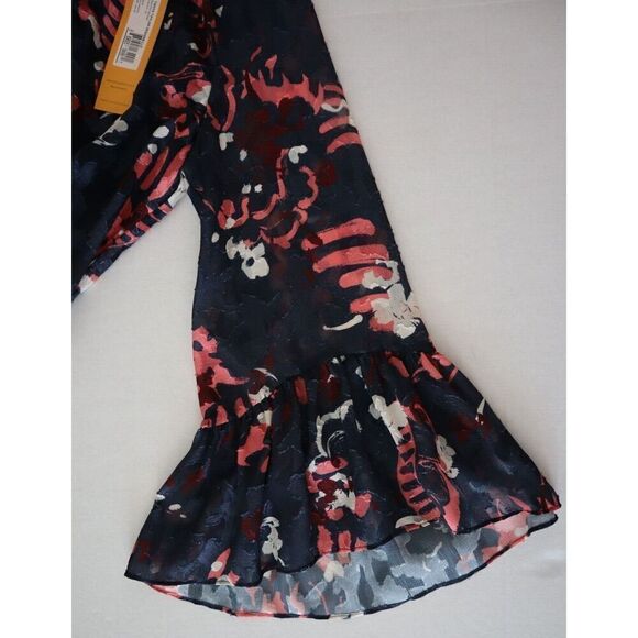 Tanya Taylor Designs LLC Women's Sz S Navy Multi Harmony Abstract Print Top - Picture 7 of 11